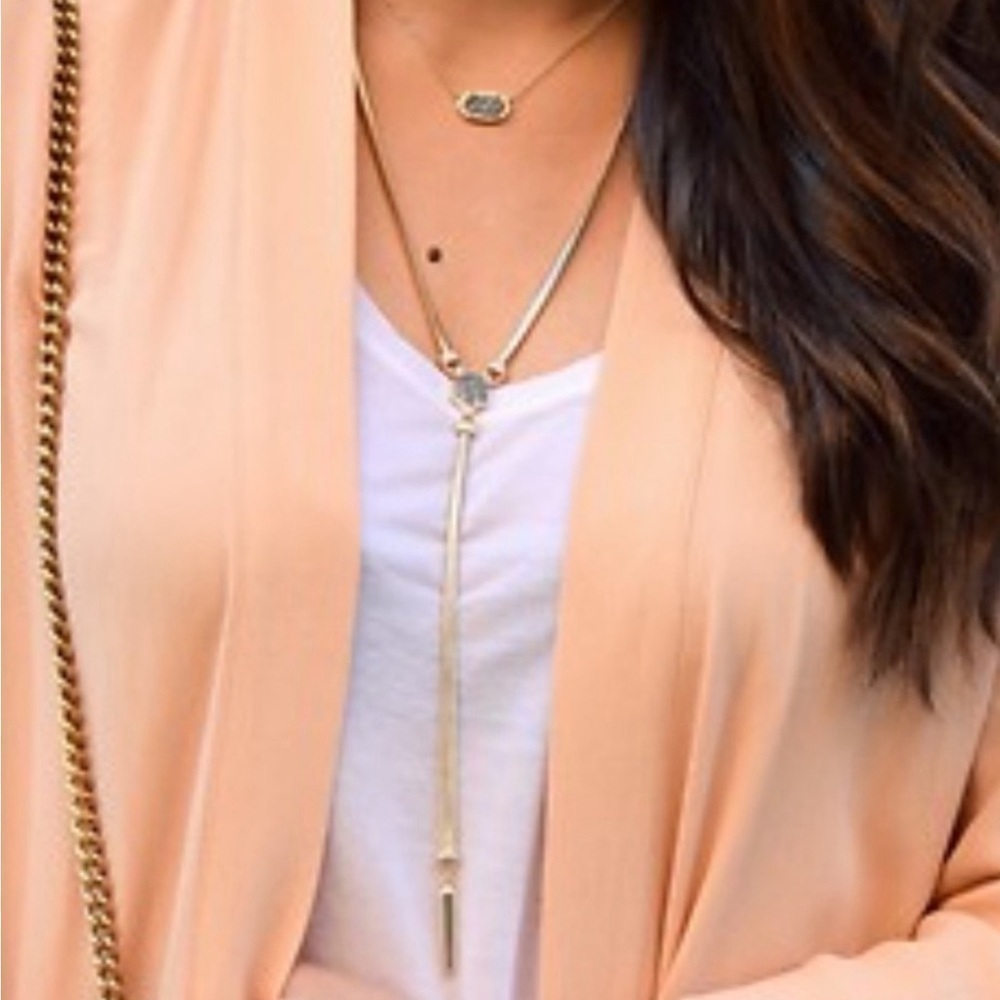 Kendra Scott long necklace gold tone